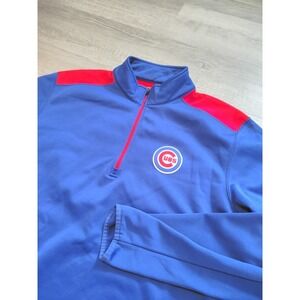 CHICAGO CUBS Shirt Size 2XL Genuine Merchandise Baseball 1/4 Zip Blue Pullover‎